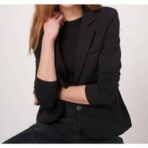 NEW REPEAT CASHMERE sweatshirt two-button front blazer in black